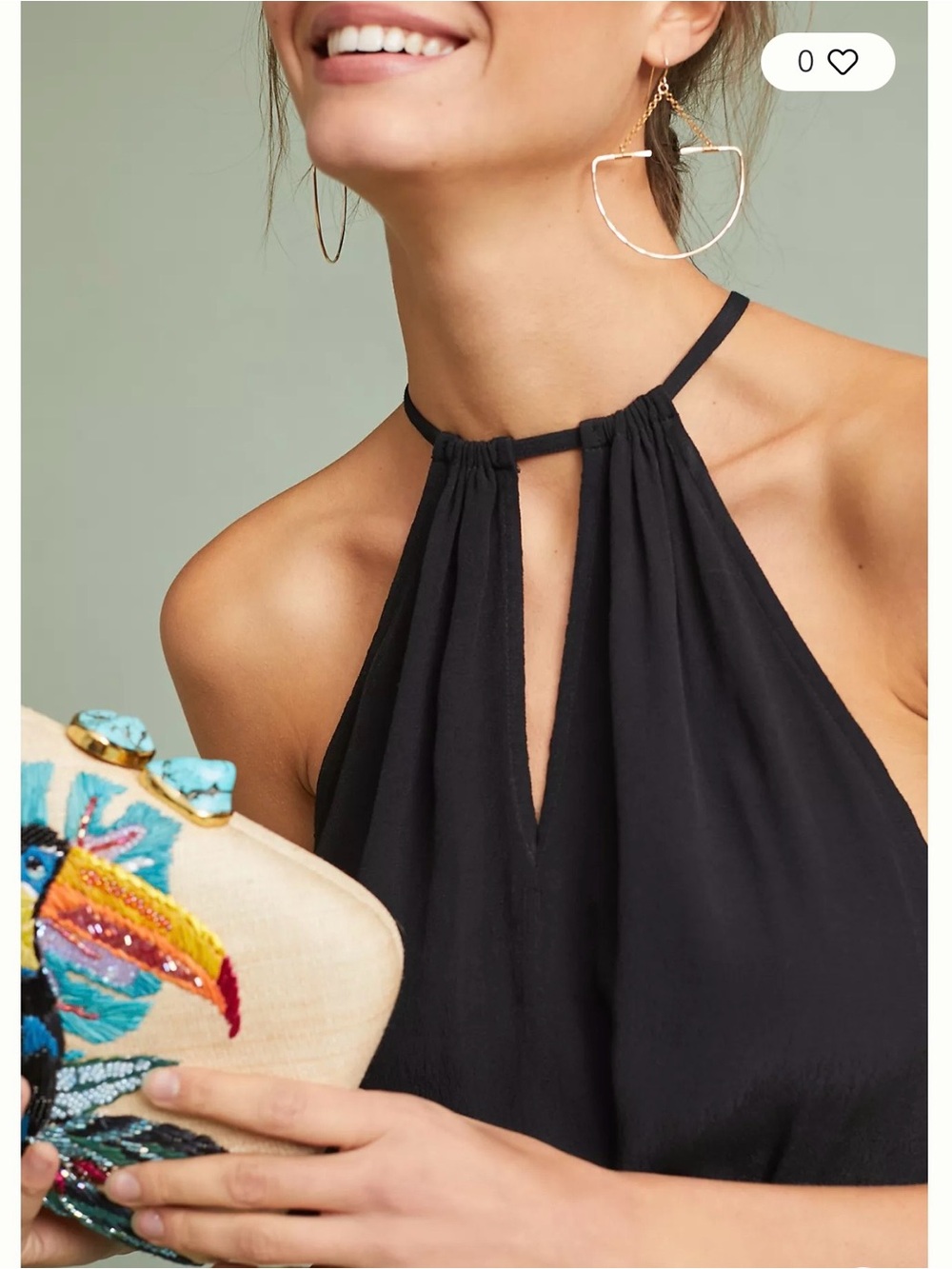 Anthropologie Black Halter Mini Dress - Picture 3 of 12